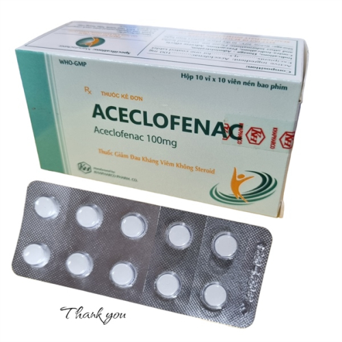 Aceclofenac 100mg Khapharco (H/100v) (HỘP)