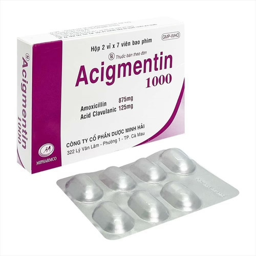 Acigmentin 1g Minh Hải (H/14v) (Vỉ Nhôm) (HỘP)