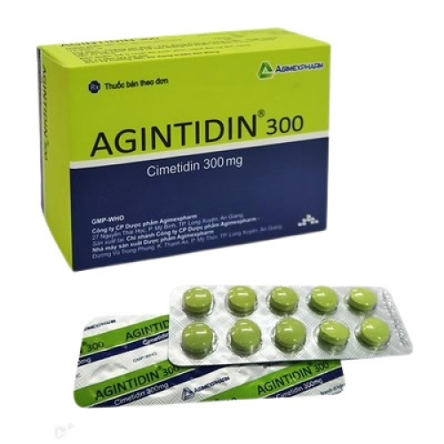 Agintidin (Cimetidin 300mg) Agimexpharm (H/100v) (Hộp 10 vỉ x 10 viên)