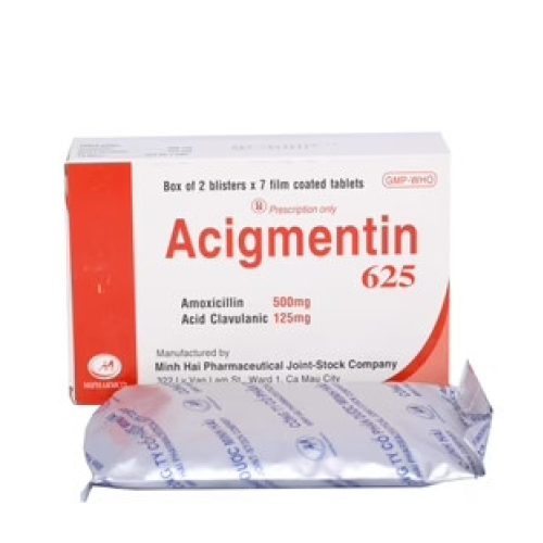 Acigmentin 625mg Vỉ Nhôm Minh Hải (Hộp 2x7) (hộp)