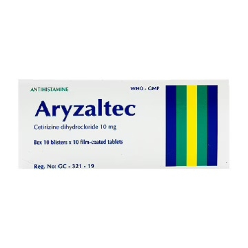 Aryzaltec Cetirizin 10mg Khánh Hội (H/100v)(Trắng) (HỘP)