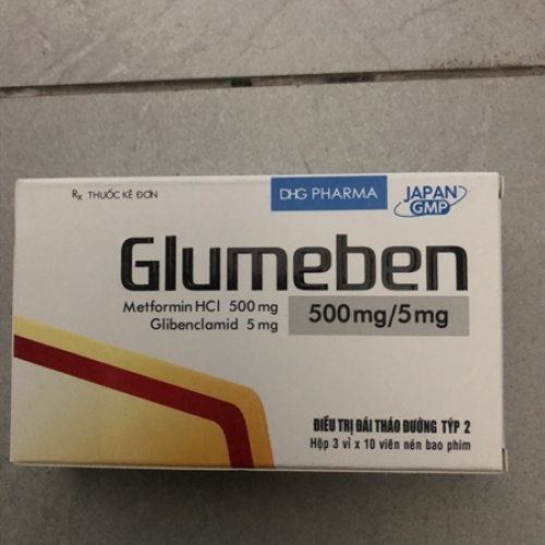 Glumeben 500mg/5mg Dhg Pharma (T/231H/30v)(TT) (HỘP)