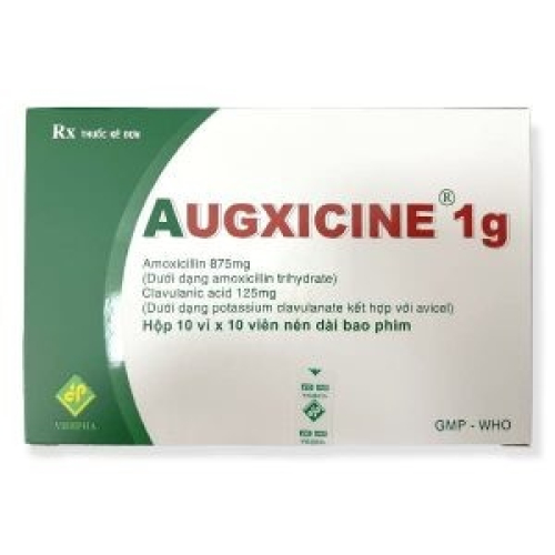 Augxicine 1g (Amoxicillin 875/125mg) Vidipha (H/100v)(T/24H)(TT) (HỘP)