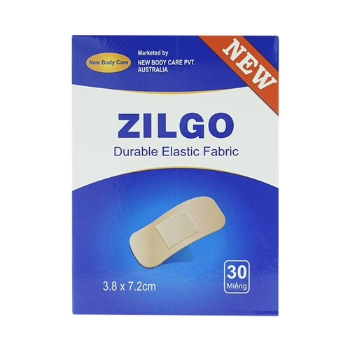Băng Cá Nhân Bản Lớn Zilgo 3.8x7.2cm (T/100H/30m) (Hộp 30 miếng)