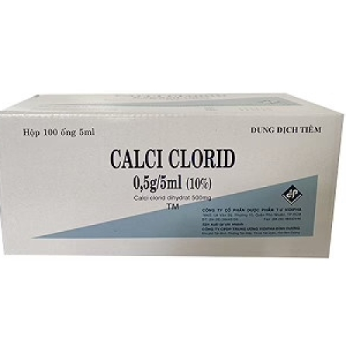 Calci Clorid 0,5g/5ml Vidipha (H/100o) (HỘP)
