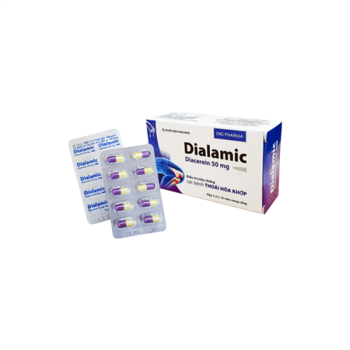 Dialamic Diacerein 50mg (tím-vàng) Dhg(T/189H/30V)(TT) (HỘP)