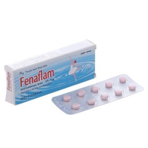 Fenaflam ( Diclofenac kali 25mg) Dhg (T/756H/20v)(TT) (HỘP)