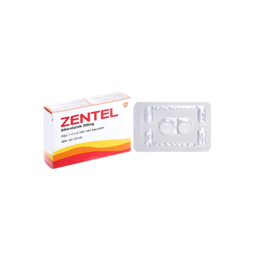 Zentel (Albendazole 200mg) Gsk H/2v (Hộp 1 vỉ x 2 viên)