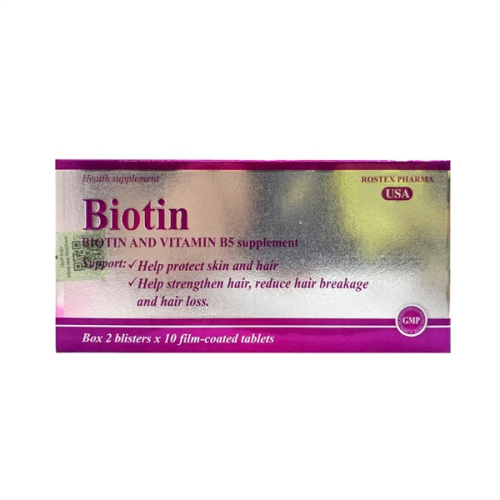 Bổ Sung Biotin Và Vitamin B5 Rostex Pharma (H/20v) (HỘP)