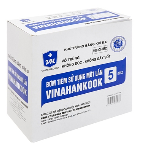 Bơm tiêm 5cc 25/1 Vinahankook (HỘP)