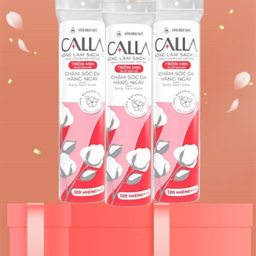 Bông làm sạch da Calla tròn mịn 120 miếng/ gói