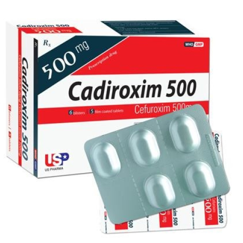 Cadiroxim (Cefuroxim 500mg) hộp/6vỉ/5viên nén Usp (HỘP)