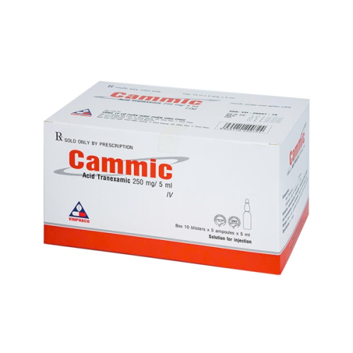 Cammic Acid Trannexamic 250mg/5ml Vinphaco (H/50o/5ml) (Hộp 10 vỉ x 5 ống/5ml)