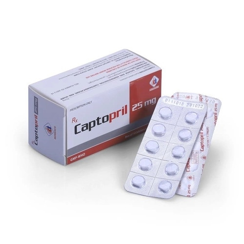 Captopril 25 Domesco (H/100v) (Hộp 10 vỉ x 10 viên)