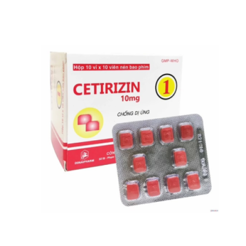 Cetirizin 10mg Donaipharm (H/10x10v) (Đỏ) (T/126H) (HỘP)