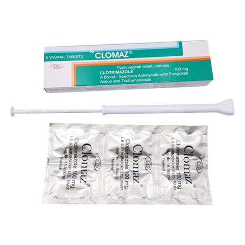 Clomaz (Clotrimazole 100mg) L.B.S (H/6v) (Hộp 1 vỉ x 6 viên đặt)