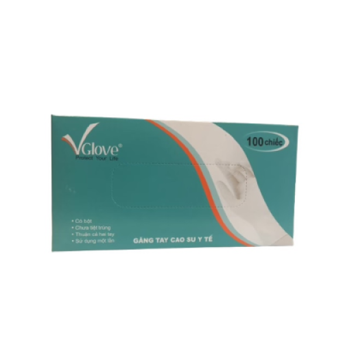 Găng Tay Y Tế Latex Có Bột Trơn Size L Vglove Khải Hoàn (T/10H/100c) (HỘP)