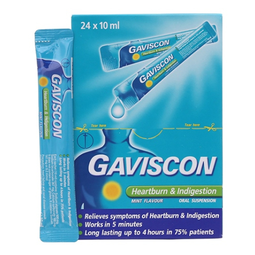 Gaviscon Heartburn Indigestion Reckitt Benckiser (H/24gói)(Xanh) (HỘP)