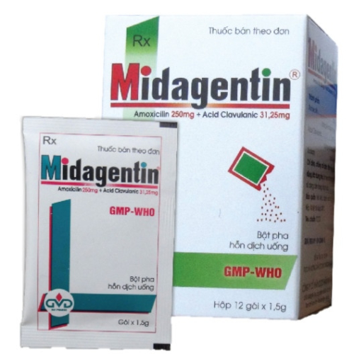 Midagentin 250/31,25mg Minh Dân (T/100H/12 gói)* (HỘP)