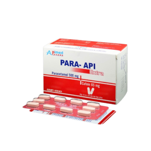 PARA-API EXTRA (Paracetamol 500mg+ Caffein 65mg)(T/80H/100V)* (HỘP)