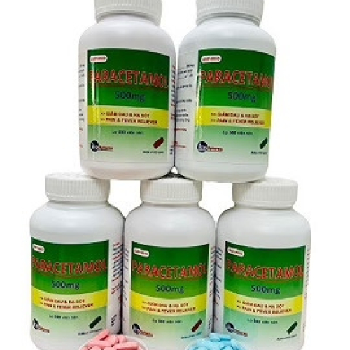 Paracetamol 500mg Armephaco (C/500v)(Màu Ngẫu Nhiên)(Nén)* (CHAI)