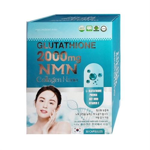 Viên Uống Trắng Da Glutathione 2000mg Nmn Collagen Nano(C/30V) (HỘP)