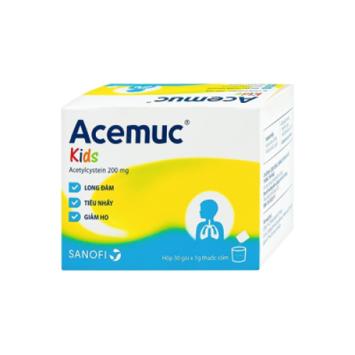 Acemuc Kids 200 (Acetylcystein 200mg) Sanofi (H/30gói/1gr) (HỘP)
